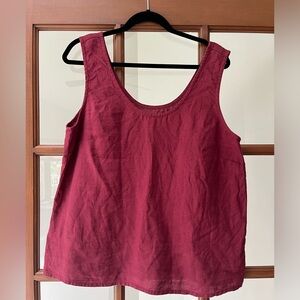 Notperfectlinen Porto Linen Tank Top- Deep Burgundy